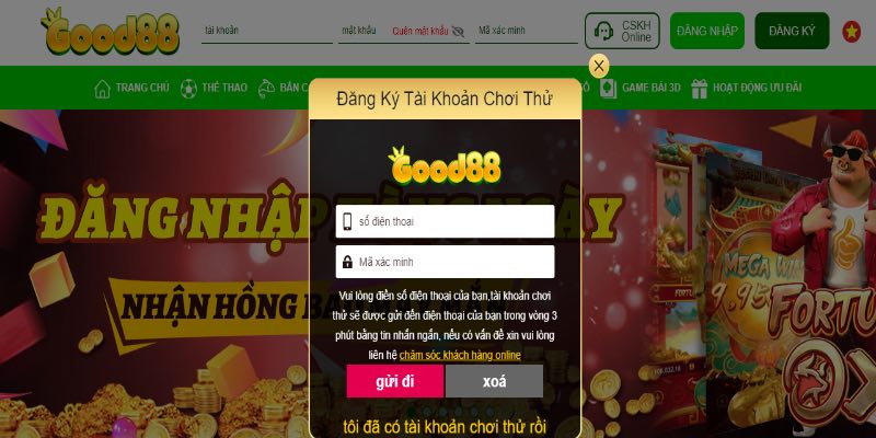 Thao tác tạo tài khoản chính thức